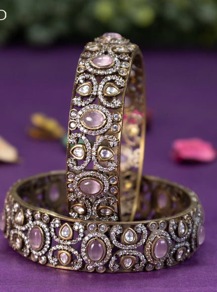 Victorian bangle with baby pink and cz stones