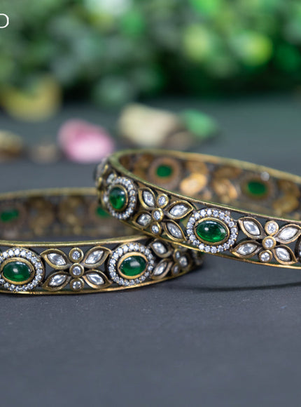 Victorian bangle with emerald and cz stones