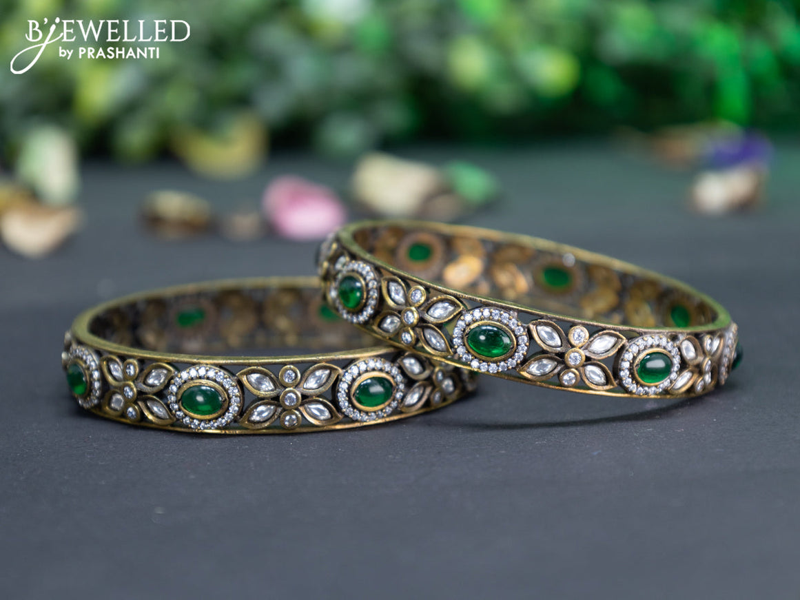 Victorian bangle with emerald and cz stones