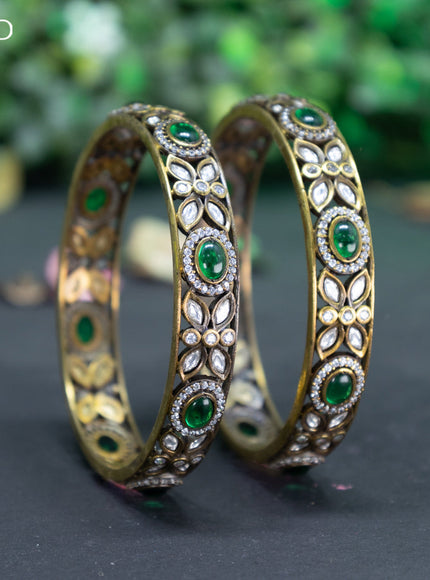 Victorian bangle with emerald and cz stones