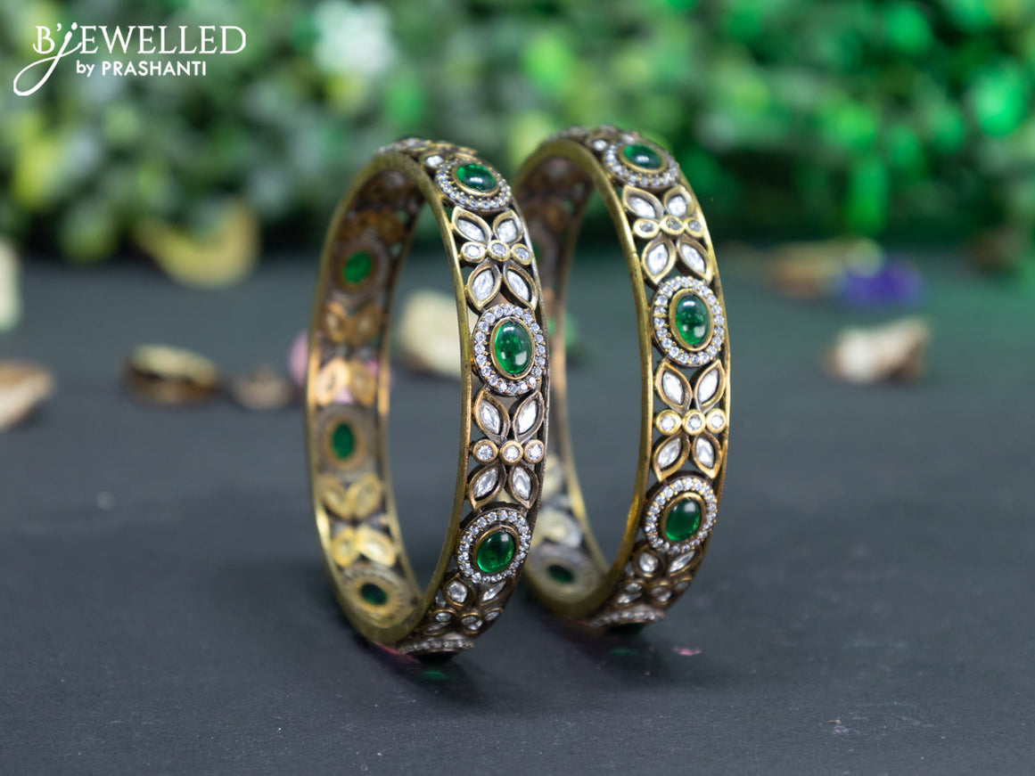 Victorian bangle with emerald and cz stones