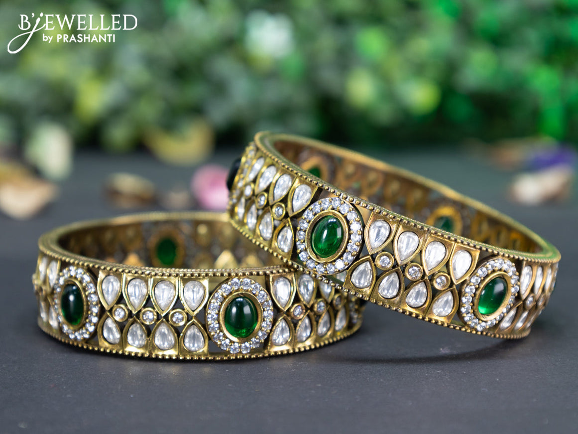 Victorian bangle with emerald and cz stones