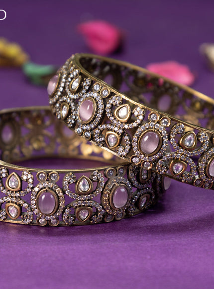 Victorian bangle with baby pink and cz stones