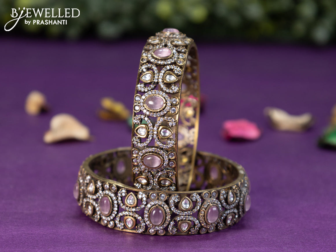 Victorian bangle with baby pink and cz stones