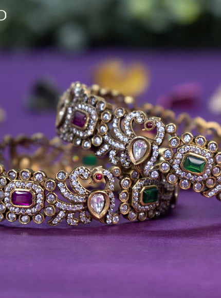 Victorian bangle peacock design with kemp and cz stones