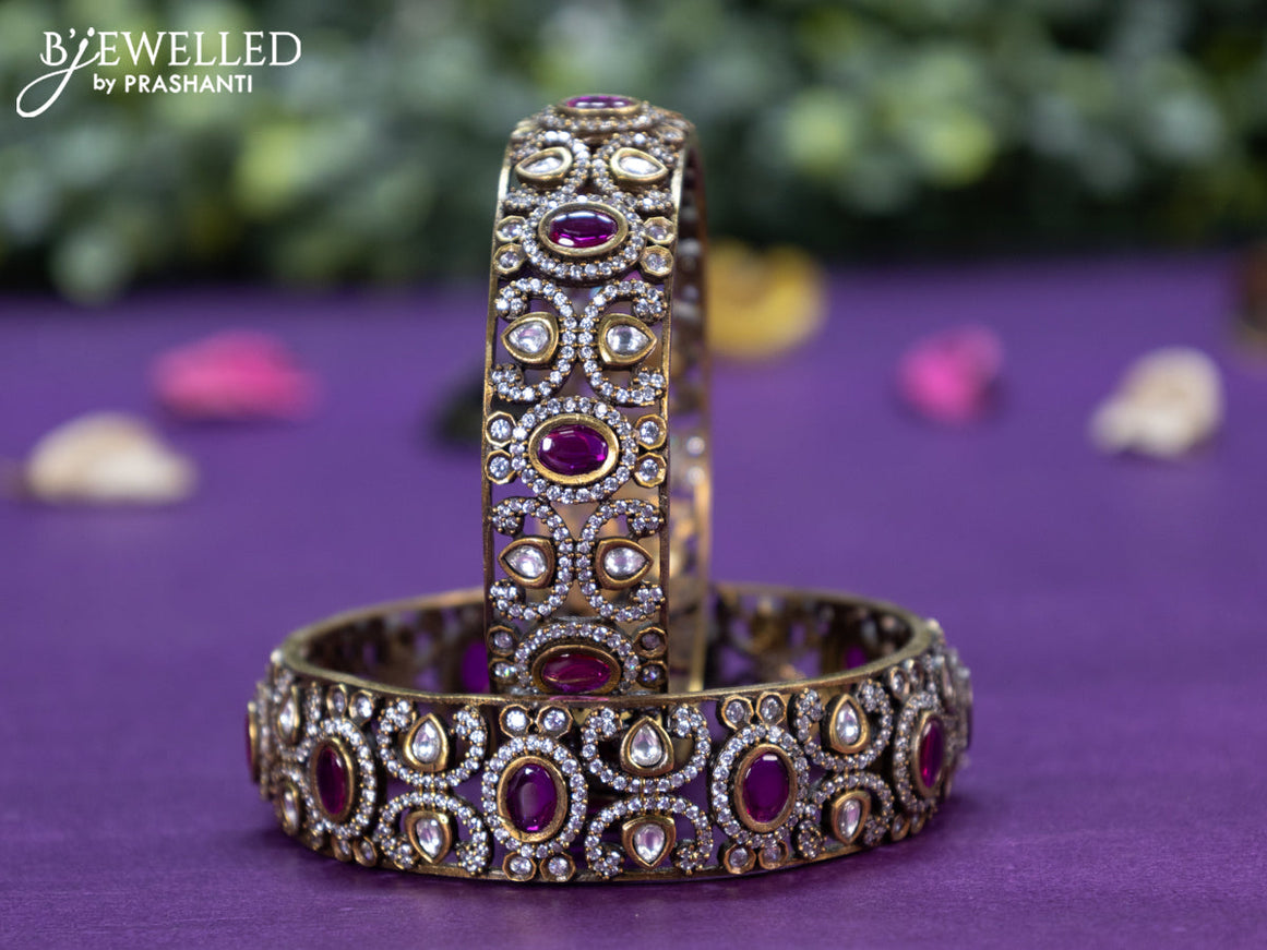 Victorian bangle with ruby and cz stones