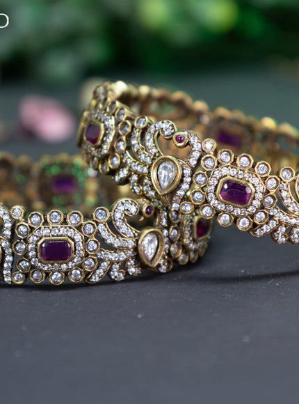 Victorian bangle peacock design with ruby and cz stones