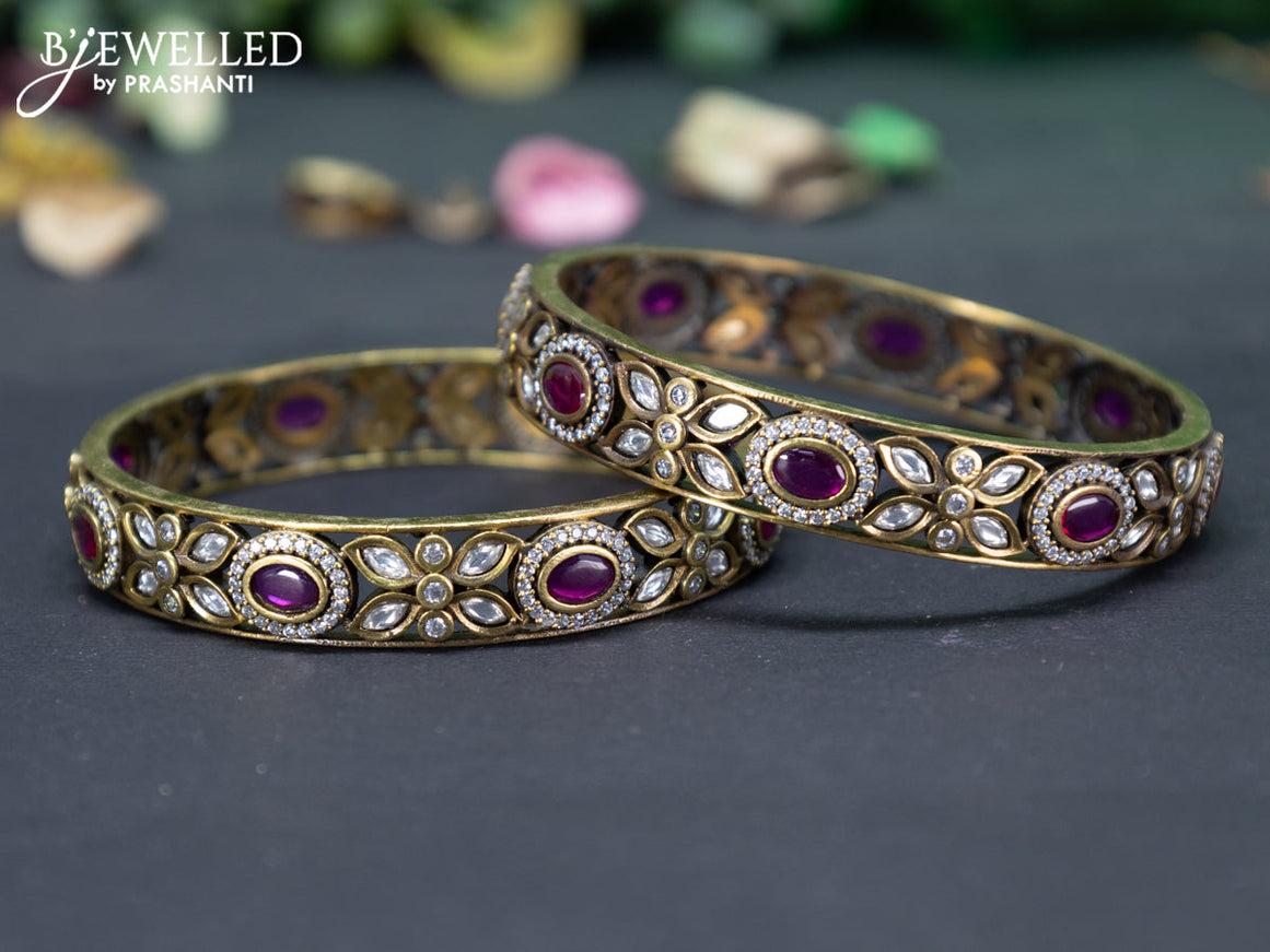 Victorian bangle with ruby and cz stones