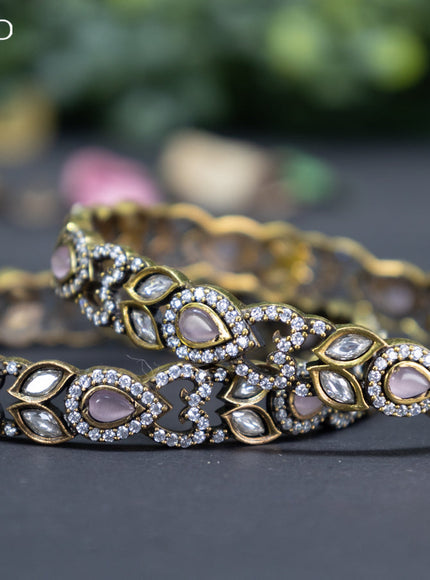 Victorian bangle with baby pink and cz stones