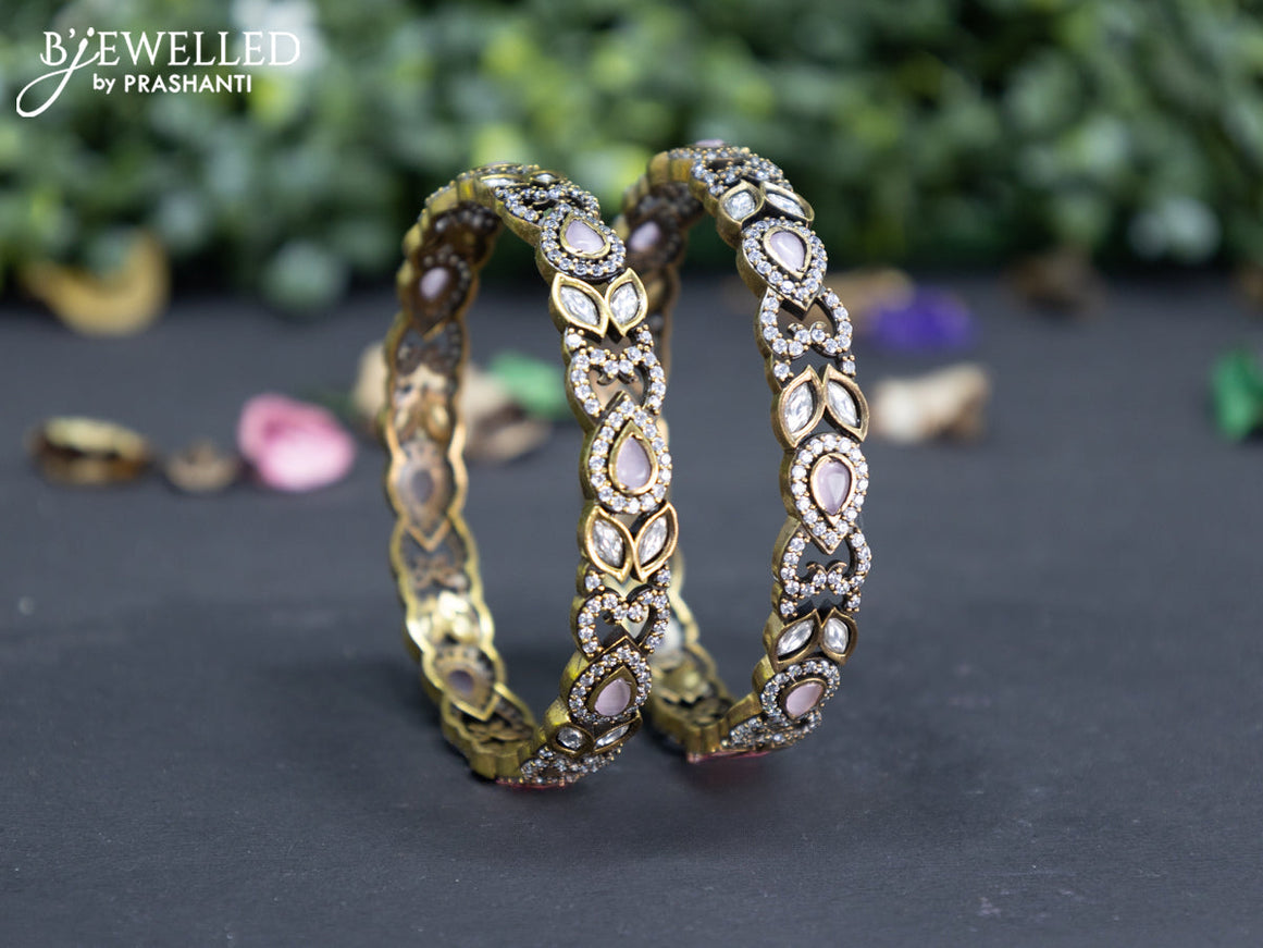 Victorian bangle with baby pink and cz stones