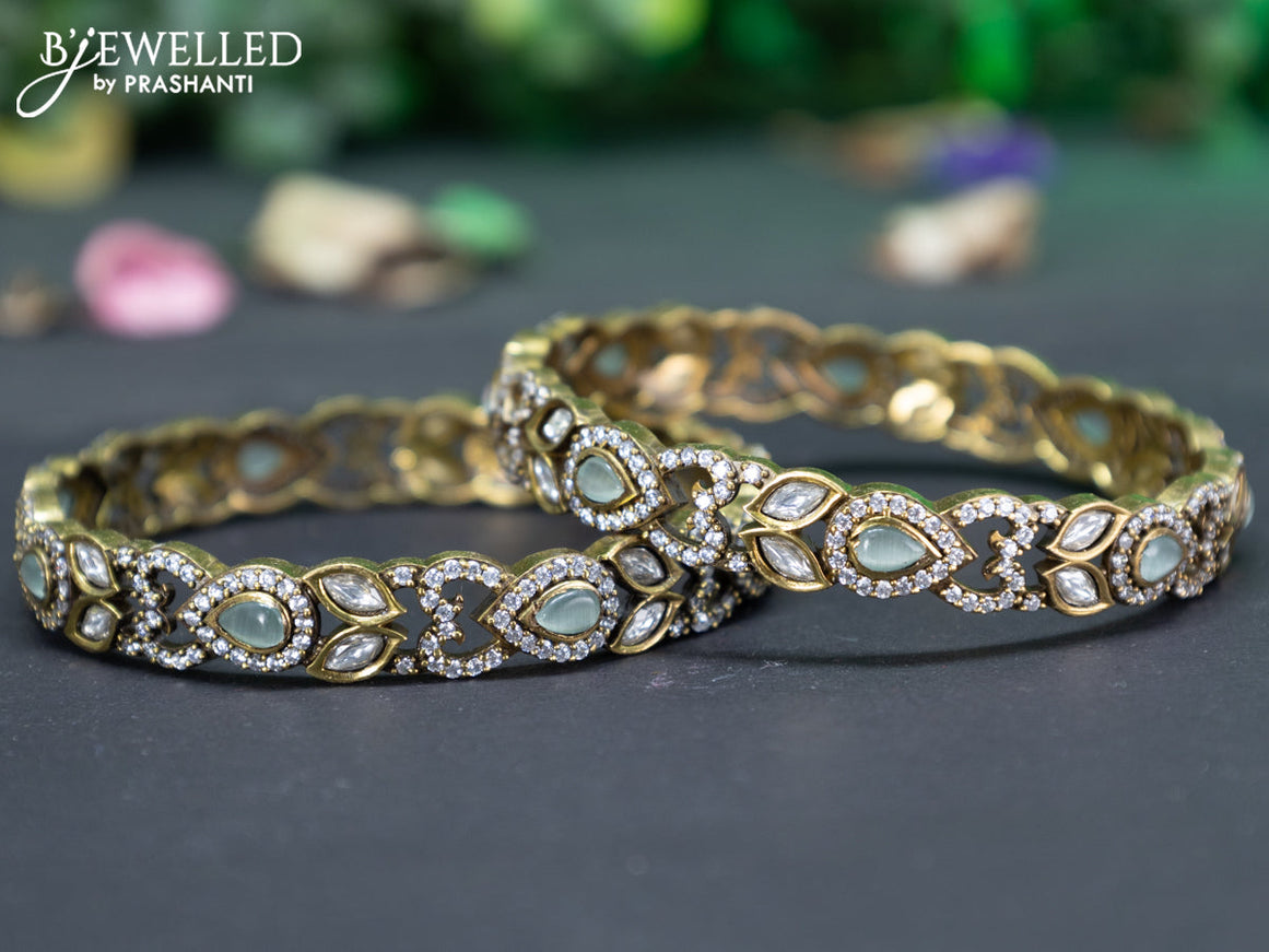 Victorian bangle with mint green and cz stones