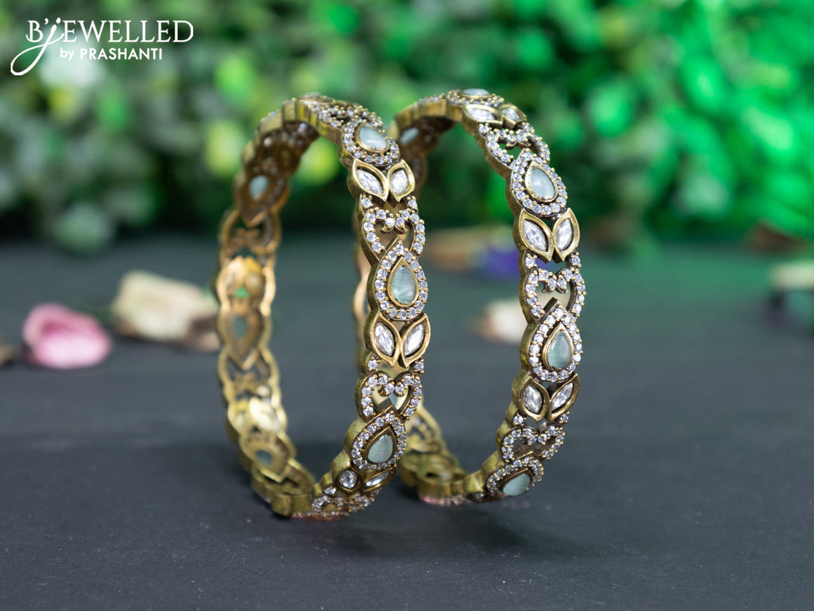 Victorian bangle with mint green and cz stones