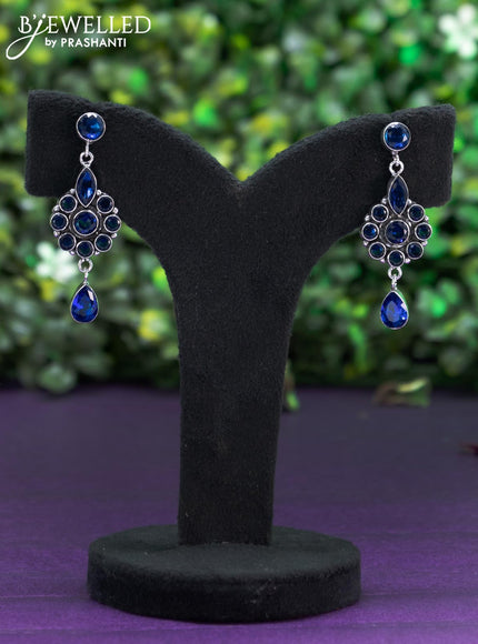 Oxidised earring with sapphire stones and hanging