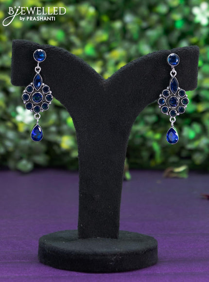 Oxidised earring with sapphire stones and hanging