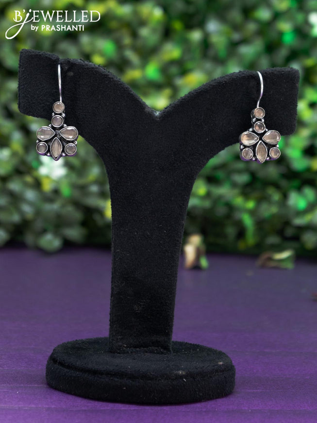 Oxidised hanging type earring with sandal stones