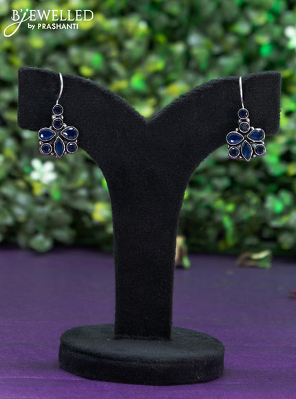 Oxidised hanging type earring with sapphire stones