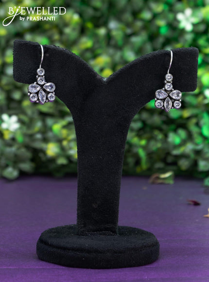 Oxidised hanging type earring with cz stones