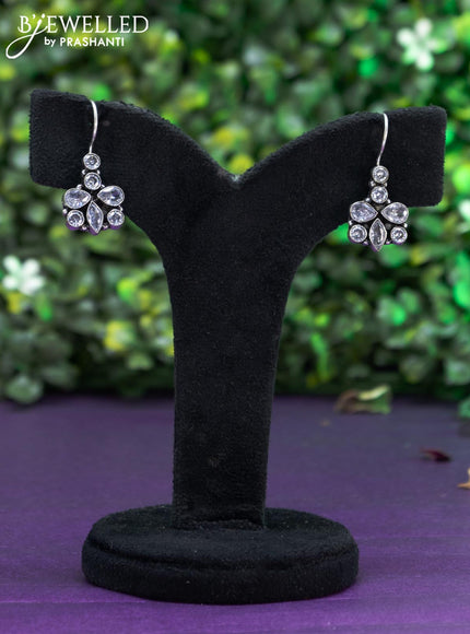 Oxidised hanging type earring with cz stones