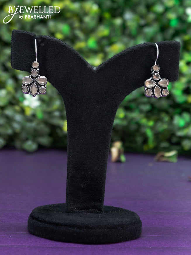 Oxidised hanging type earring with sandal stones