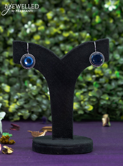 Oxidised hanging type earring  with sapphire stones