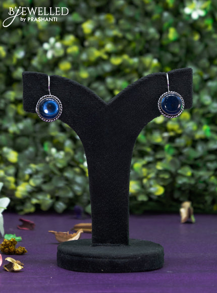 Oxidised hanging type earring  with sapphire stones