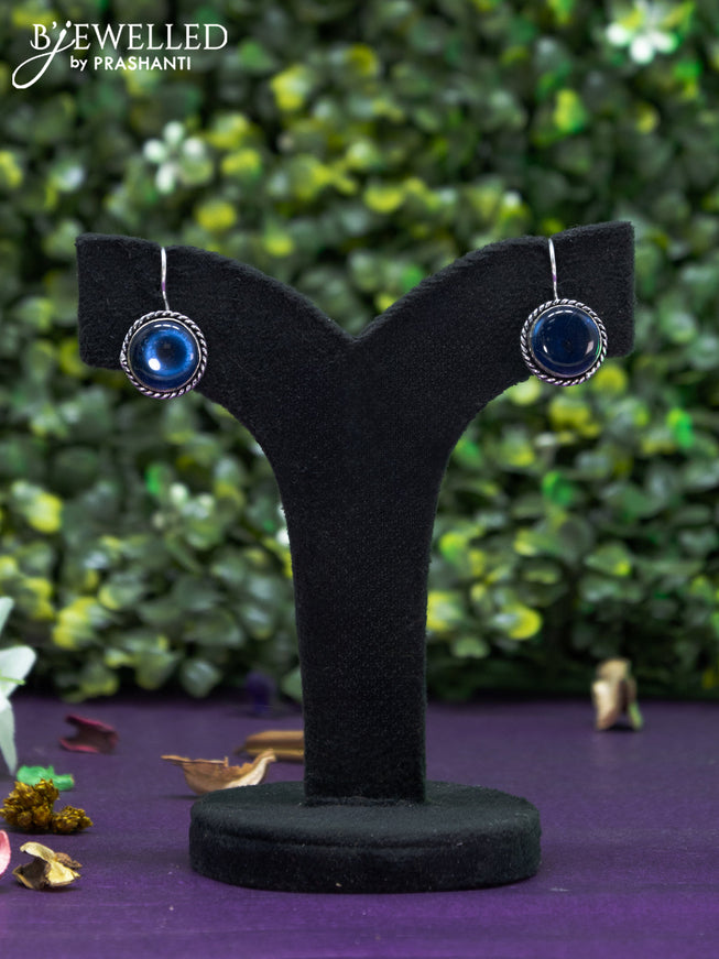 Oxidised hanging type earring  with sapphire stones