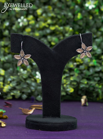 Oxidised hanging type earring floral design with sandal stones