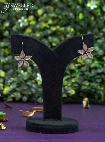 Oxidised hanging type earring floral design with sandal stones