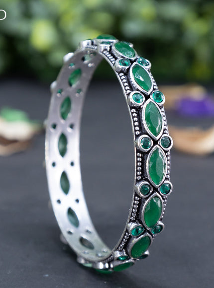 Oxidised bangle with emerald stones