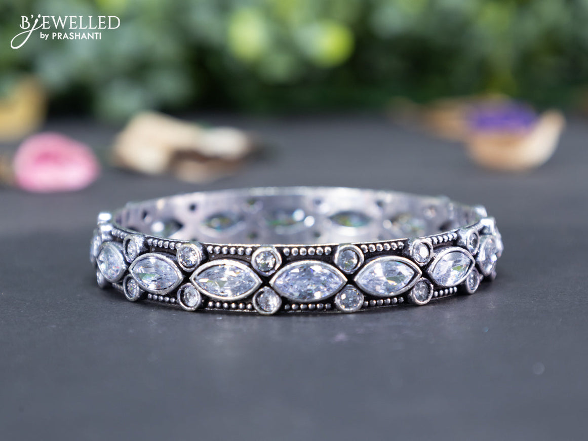 Oxidised bangle with cz stones