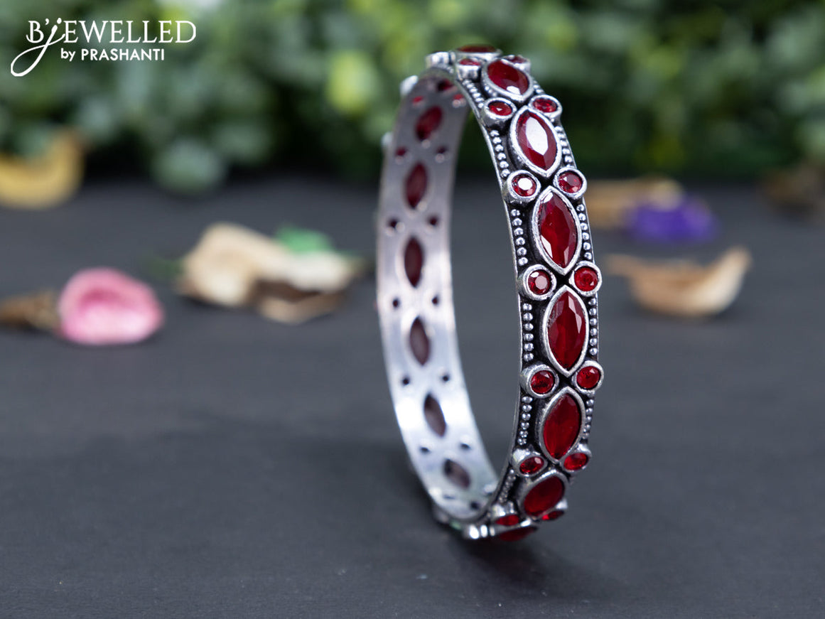 Oxidised bangle with maroon stones