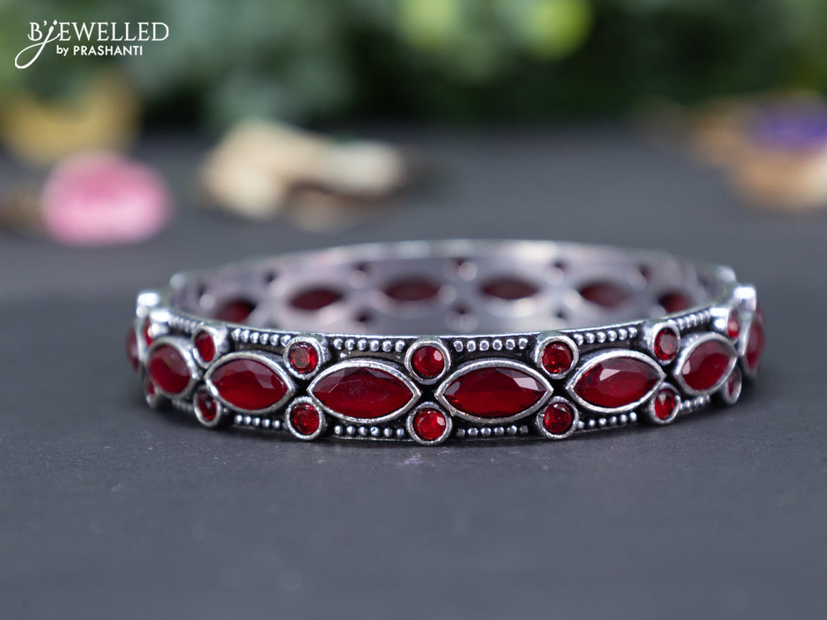 Oxidised bangle with maroon stones