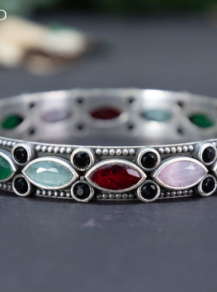 Oxidised bangle with multi colour and cz stones