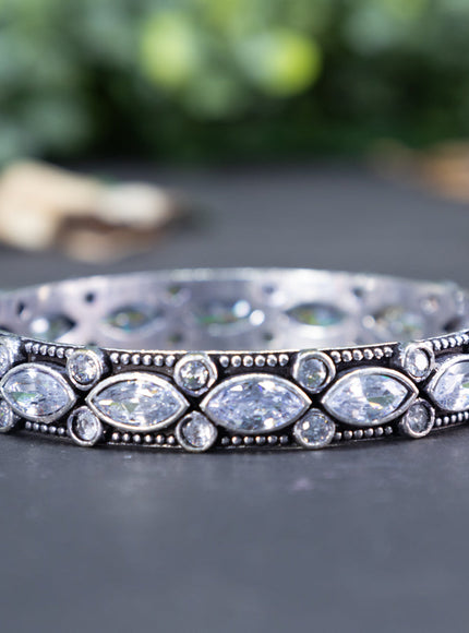 Oxidised bangle with cz stones