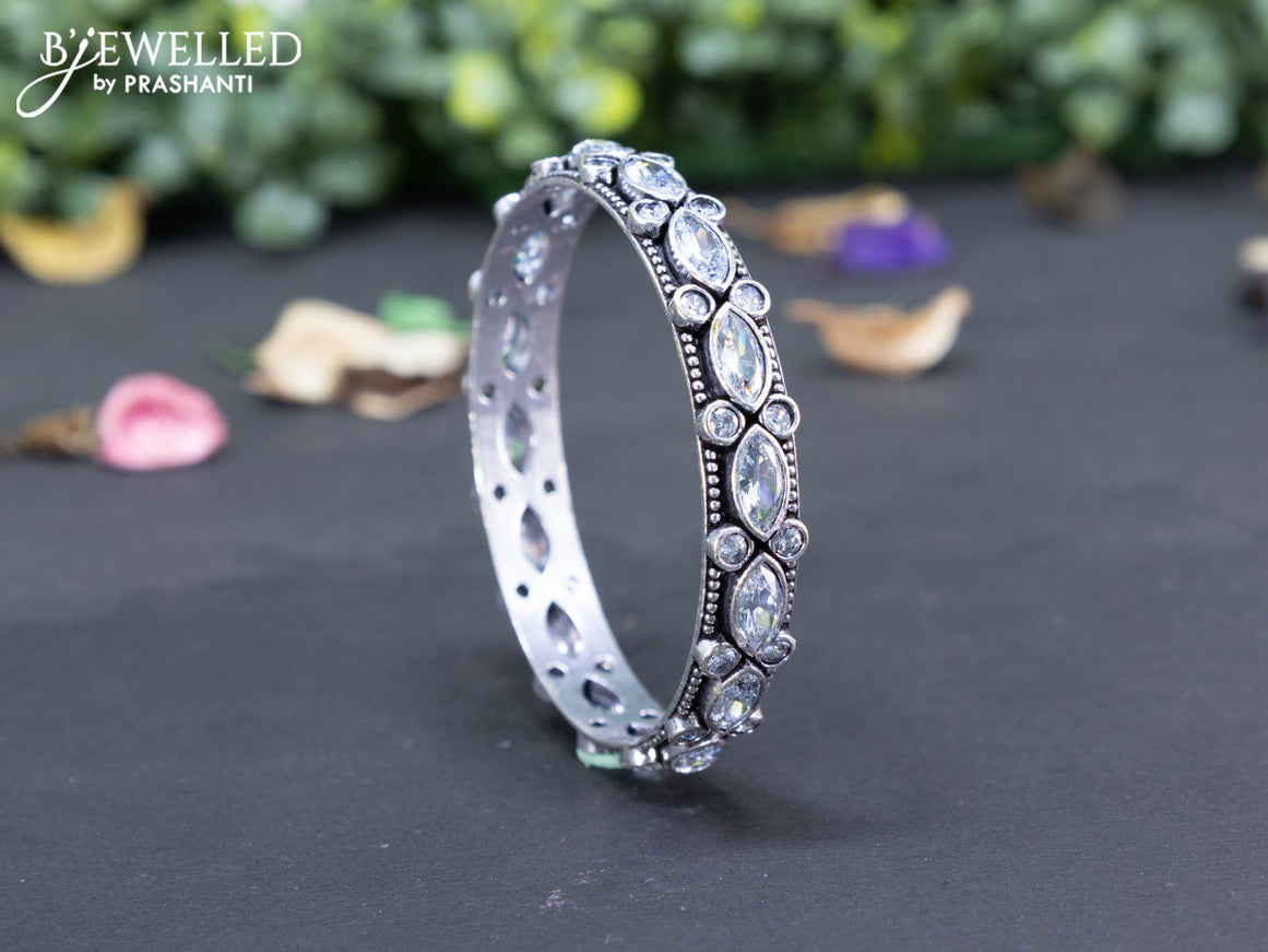 Oxidised bangle with cz stones