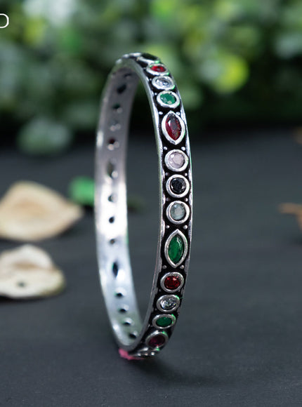 Oxidised bangle with multi colour stones