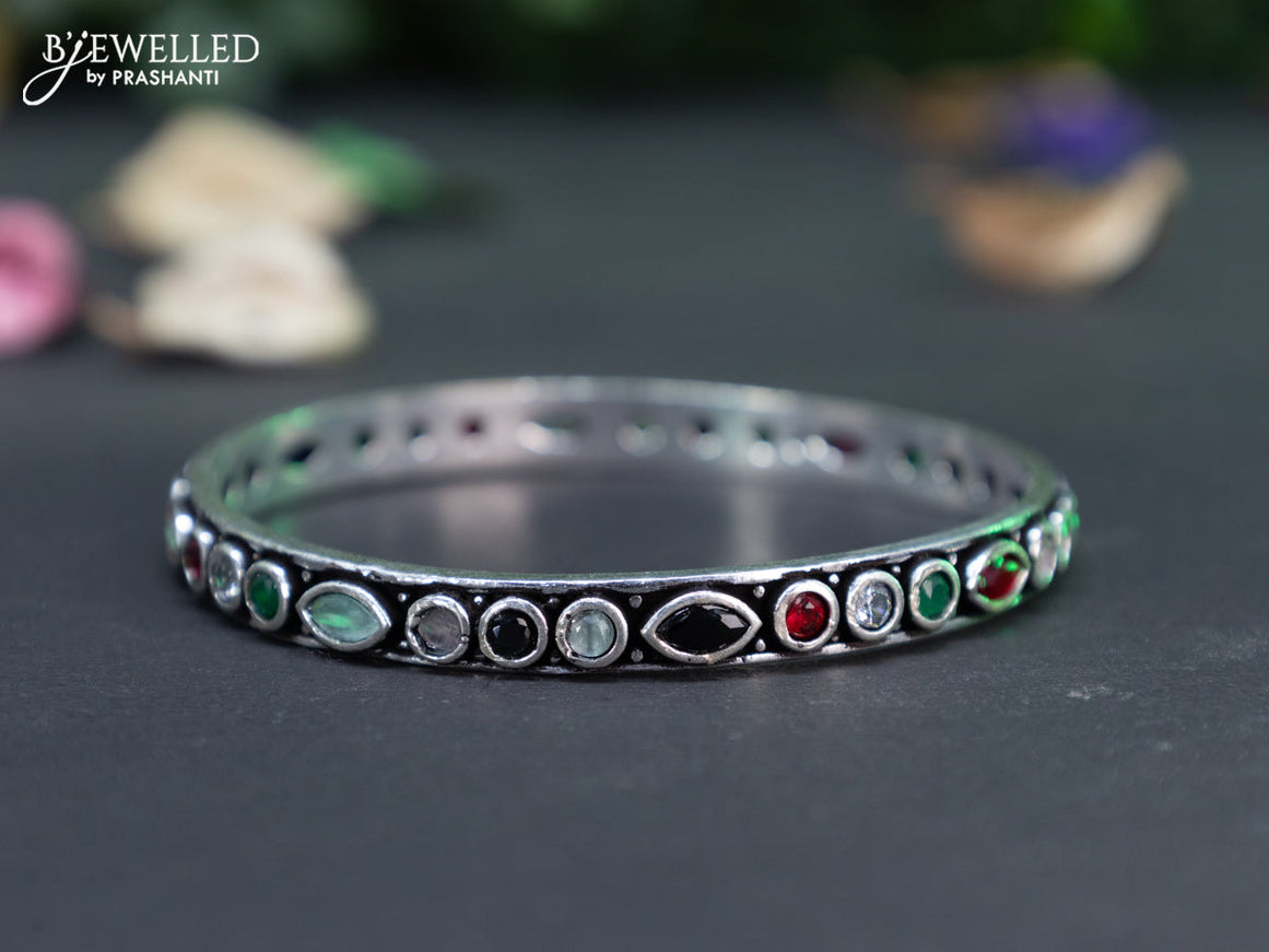 Oxidised bangle with multi colour stones