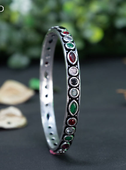 Oxidised bangle with multi colour stones