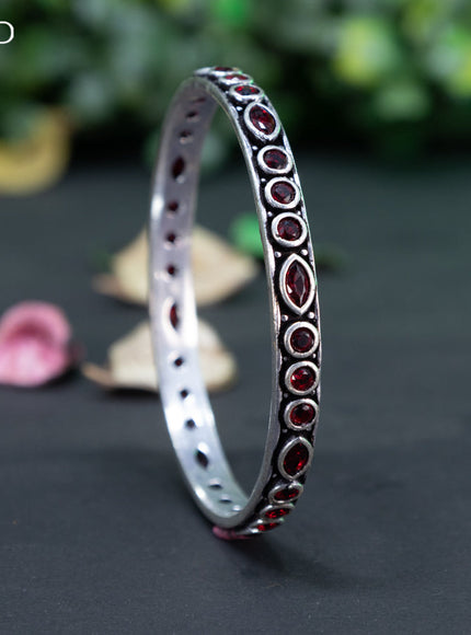 Oxidised bangle with maroon stones