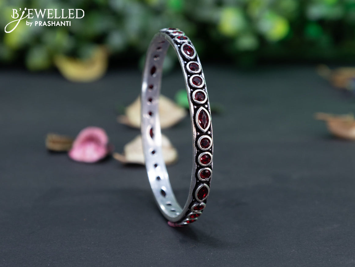 Oxidised bangle with maroon stones