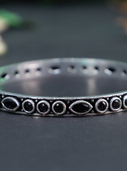 Oxidised bangle with black stones