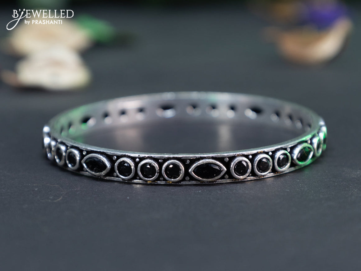 Oxidised bangle with black stones