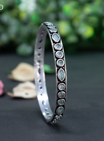 Oxidised bangle with mint green stones