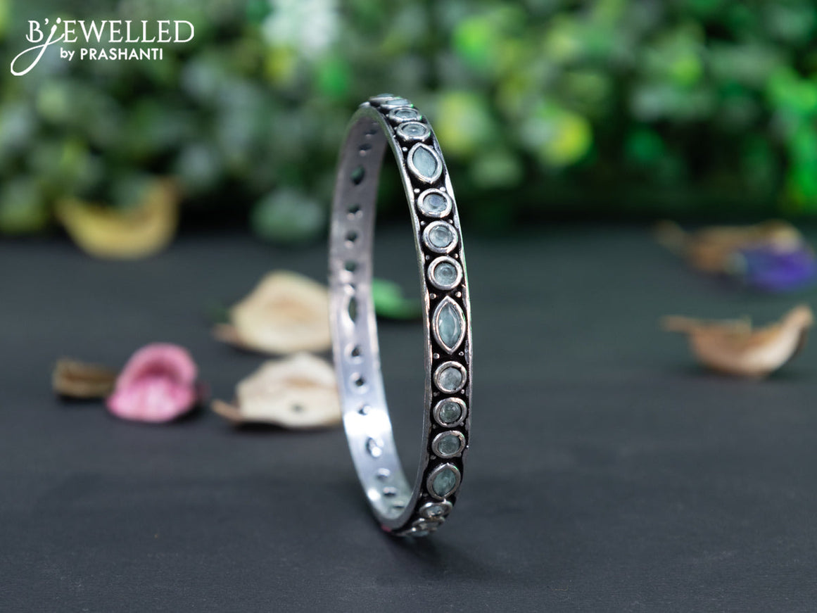 Oxidised bangle with mint green stones