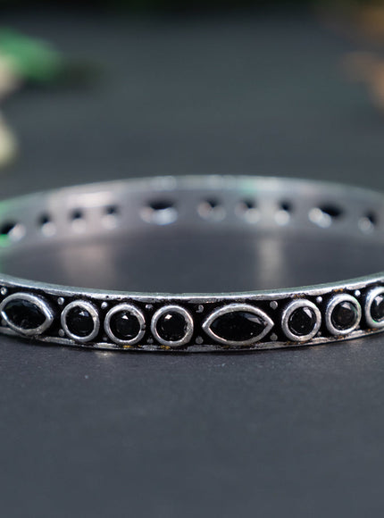 Oxidised bangle with black stones