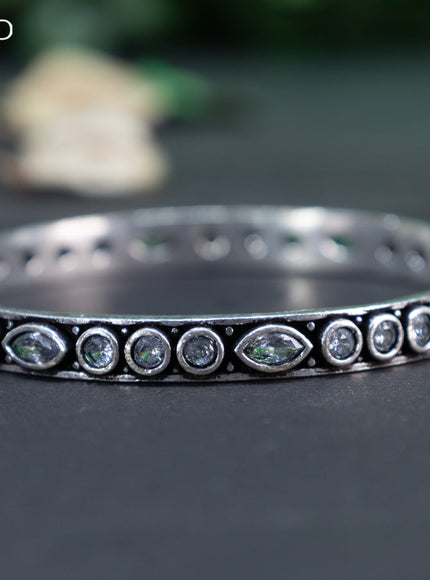 Oxidised bangle with cz stones