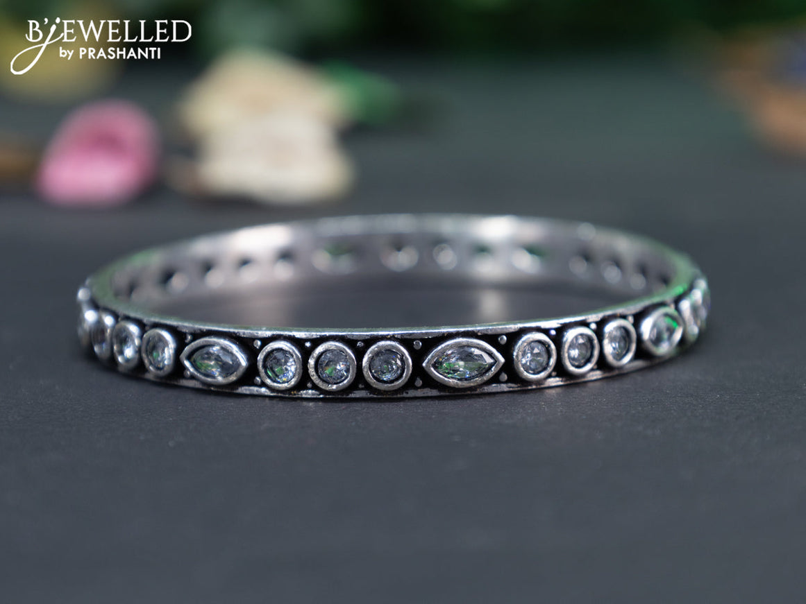 Oxidised bangle with cz stones