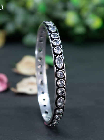 Oxidised bangle with cz stones