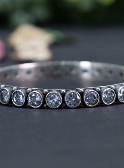 Oxidised bangle with cz stones