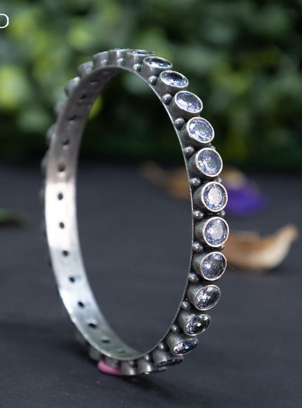 Oxidised bangle with cz stones